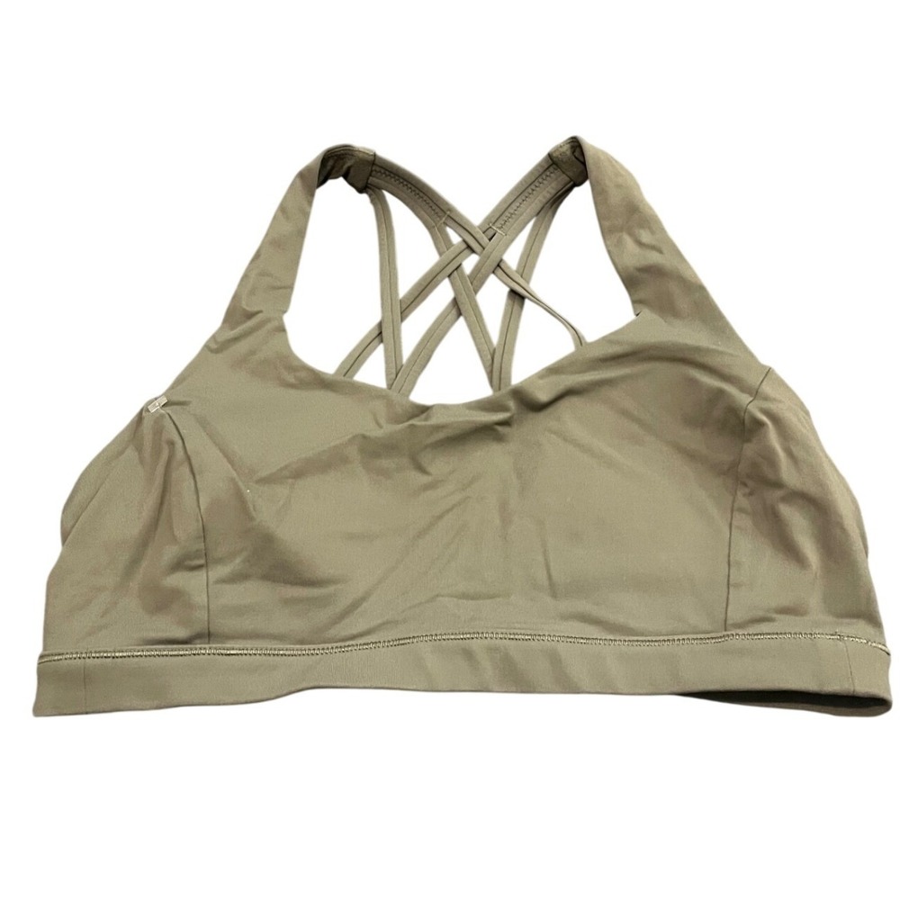 Lululemon Free To Be Serene Sports Bra Womens Size 8 Olive Green Strappy Back